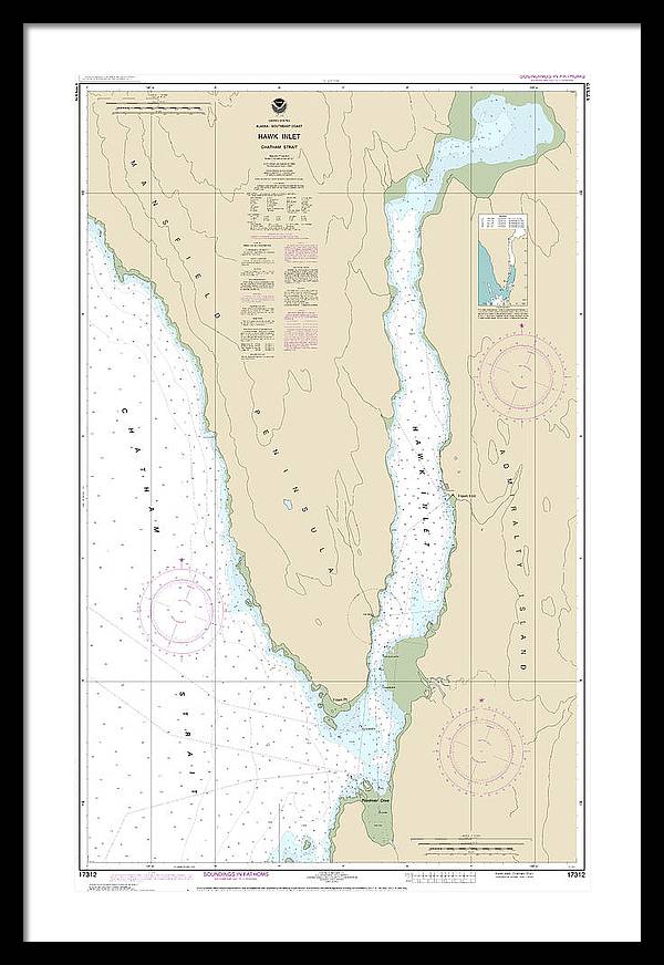 Nautical Chart-17312 Hawk Inlet, Chatham Strait - Framed Print