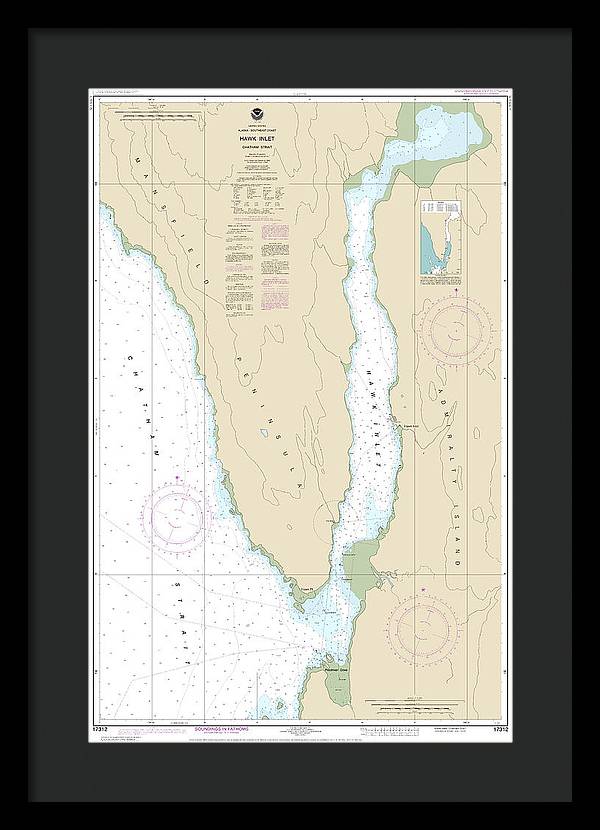 Nautical Chart-17312 Hawk Inlet, Chatham Strait - Framed Print