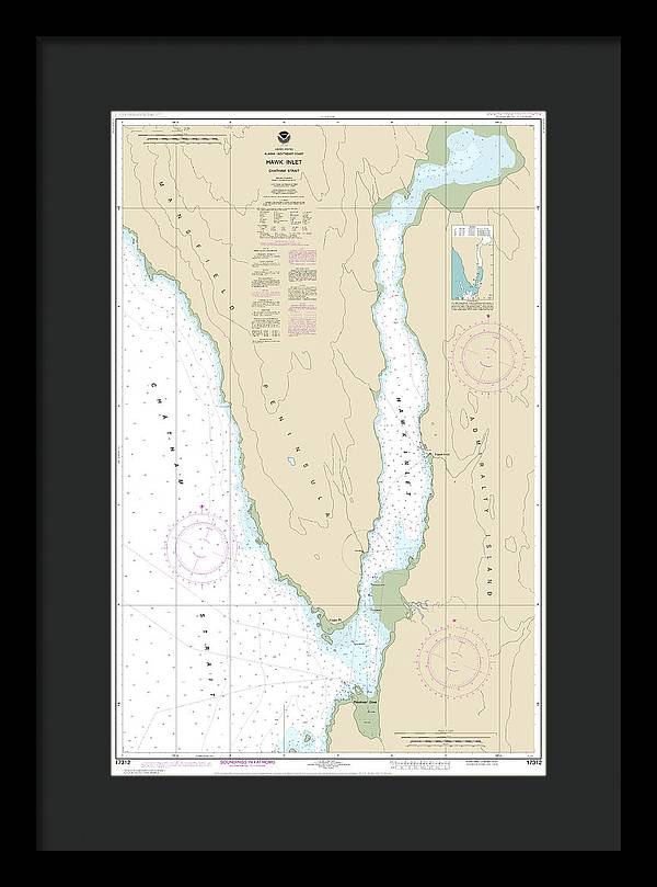 Nautical Chart-17312 Hawk Inlet, Chatham Strait - Framed Print