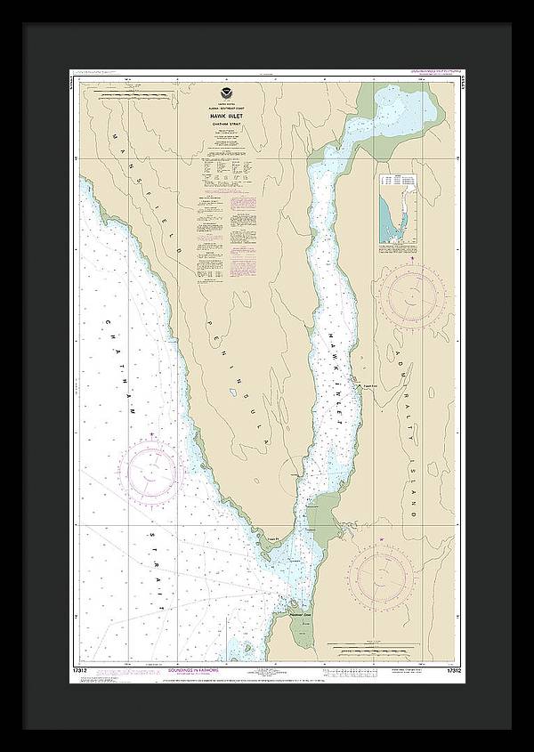 Nautical Chart-17312 Hawk Inlet, Chatham Strait - Framed Print