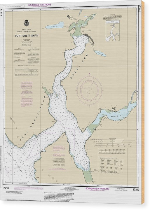 Nautical Chart-17313 Port Snettisham Wood Print