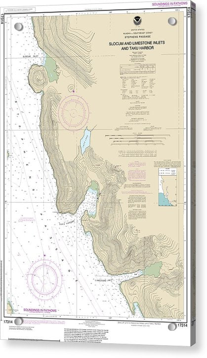 Nautical Chart-17314 Slocum-limestone Inlets-taku Harbor - Acrylic Print