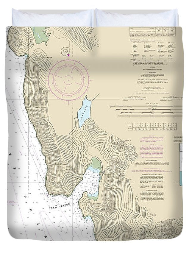 Nautical Chart-17314 Slocum-limestone Inlets-taku Harbor - Duvet Cover