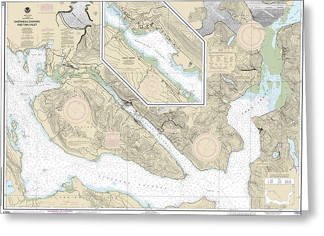 Nautical Chart-17315 Gastineau Channel-taku Inlet, Juneau Harbor - Greeting Card