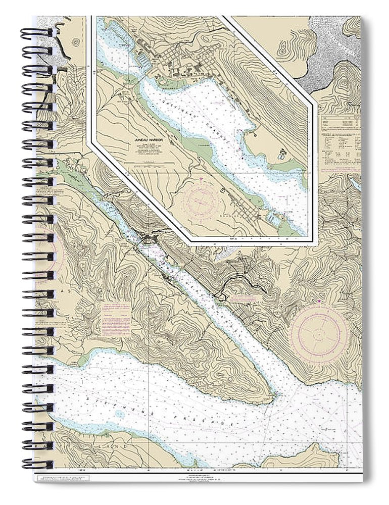 Nautical Chart 17315 Gastineau Channel Taku Inlet, Juneau Harbor Spiral Notebook