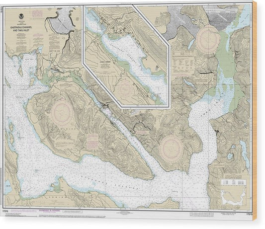 Nautical Chart-17315 Gastineau Channel-Taku Inlet, Juneau Harbor Wood Print