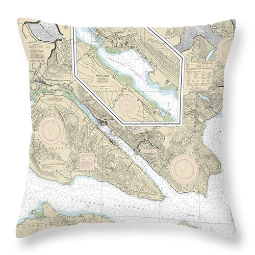 Nautical Chart-17315 Gastineau Channel-taku Inlet, Juneau Harbor - Throw Pillow