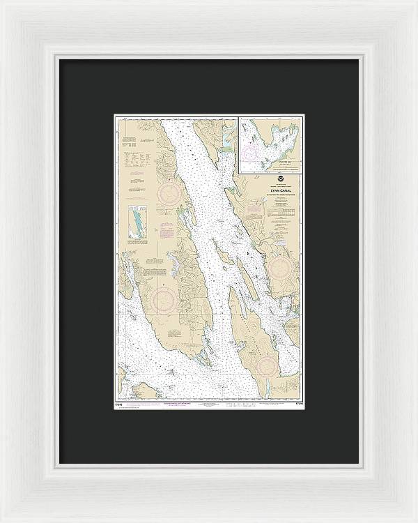 Nautical Chart-17316 Lynn Canal-icy Str-point Sherman, Funter Bay, Chatham Strait - Framed Print