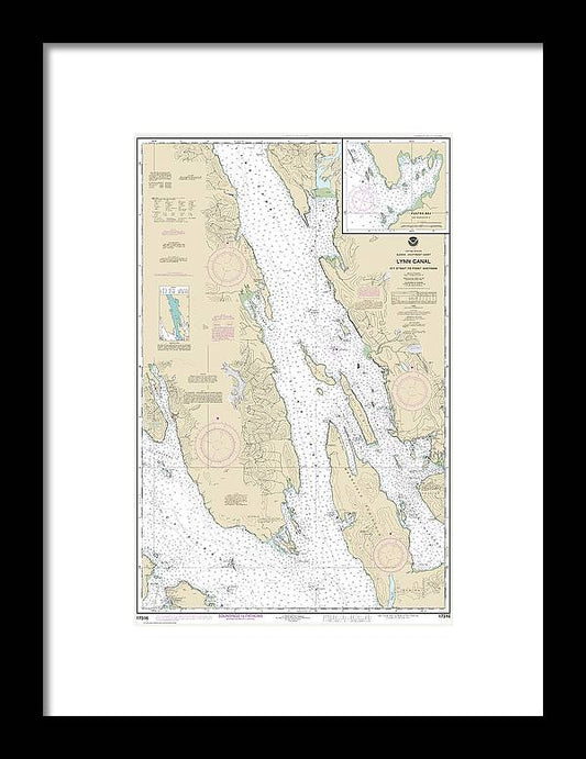 A beuatiful Framed Print of the Nautical Chart-17316 Lynn Canal-Icy Str-Point Sherman, Funter Bay, Chatham Strait by SeaKoast