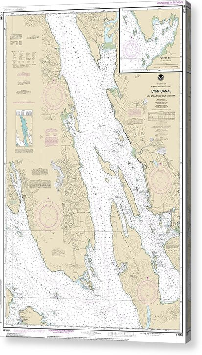 Nautical Chart-17316 Lynn Canal-Icy Str-Point Sherman, Funter Bay, Chatham Strait  Acrylic Print