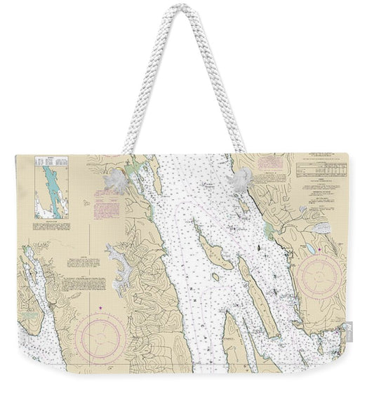 Nautical Chart-17316 Lynn Canal-icy Str-point Sherman, Funter Bay, Chatham Strait - Weekender Tote Bag
