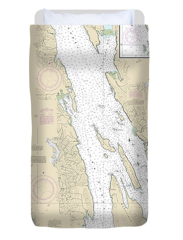 Nautical Chart-17316 Lynn Canal-icy Str-point Sherman, Funter Bay, Chatham Strait - Duvet Cover