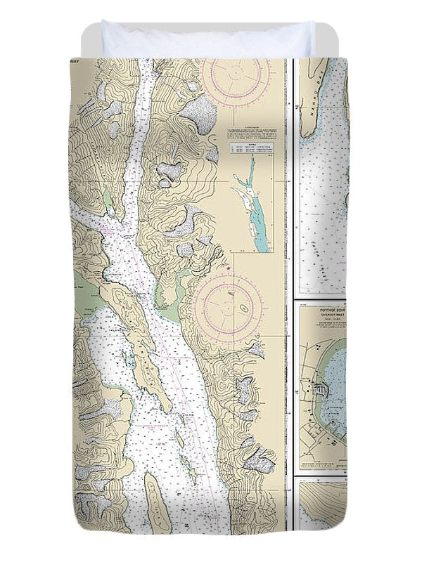 Nautical Chart-17317 Lynn Canal-point Sherman-skagway, Lutak Inlet, Skagway-nahku Bay, Portage Cove, Chilkoot Inlet - Duvet Cover