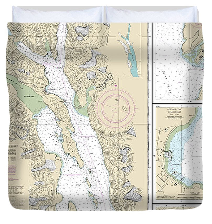 Nautical Chart 17317 Lynn Canal Point Sherman Skagway, Lutak Inlet, Skagway Nahku Bay, Portage Cove, Chilkoot Inlet Duvet Cover