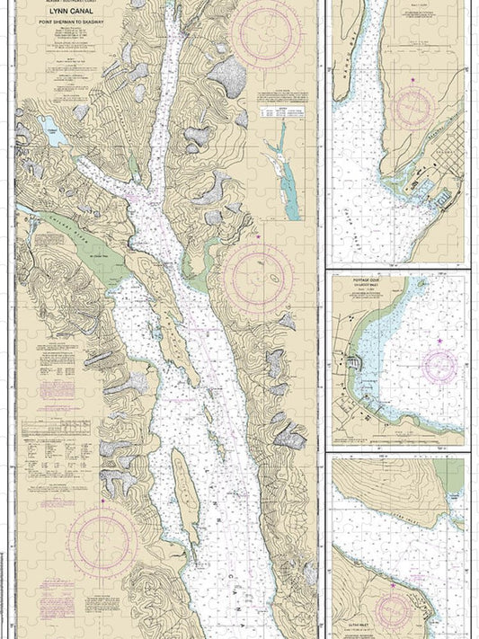Nautical Chart 17317 Lynn Canal Point Sherman Skagway, Lutak Inlet, Skagway Nahku Bay, Portage Cove, Chilkoot Inlet Puzzle