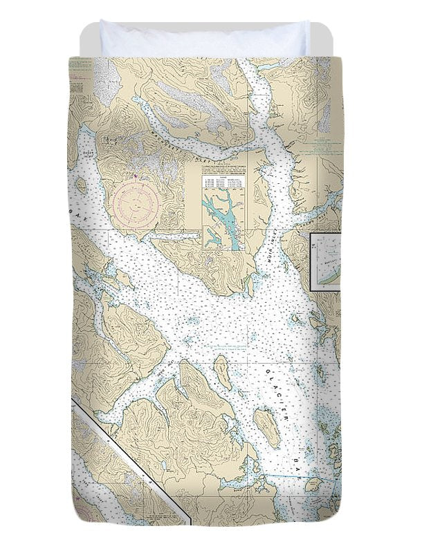 Nautical Chart-17318 Glacier Bay, Bartlett Cove - Duvet Cover