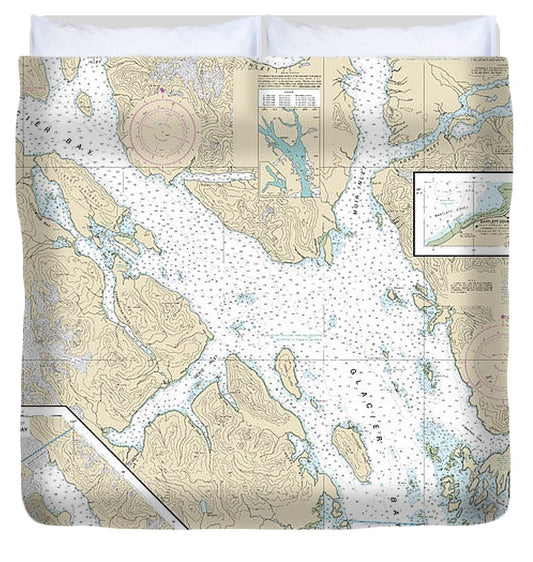 Nautical Chart 17318 Glacier Bay, Bartlett Cove Duvet Cover