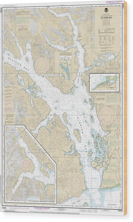 Nautical Chart-17318 Glacier Bay, Bartlett Cove Wood Print