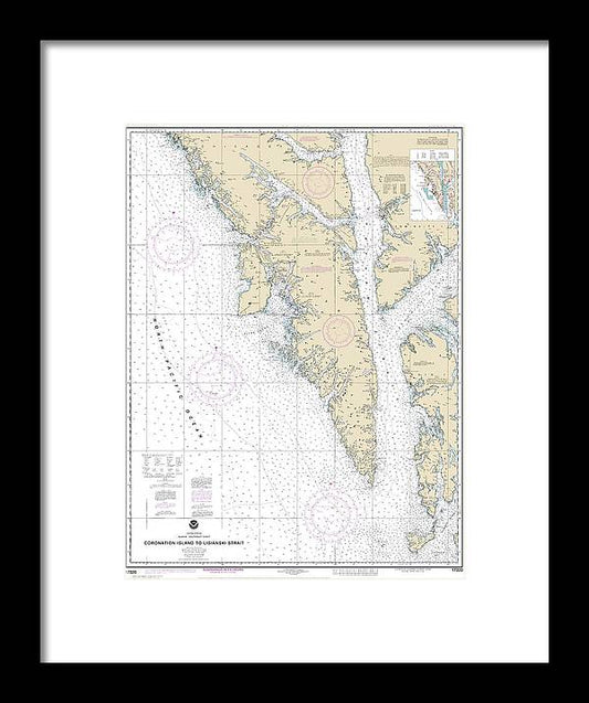 A beuatiful Framed Print of the Nautical Chart-17320 Coronation Island-Lisianski Strait by SeaKoast
