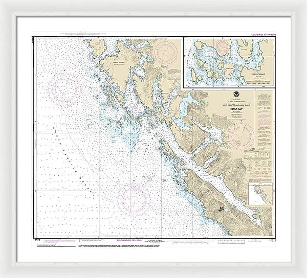 Nautical Chart-17322 Khaz Bay, Chichagof Island Elbow Passage - Framed Print