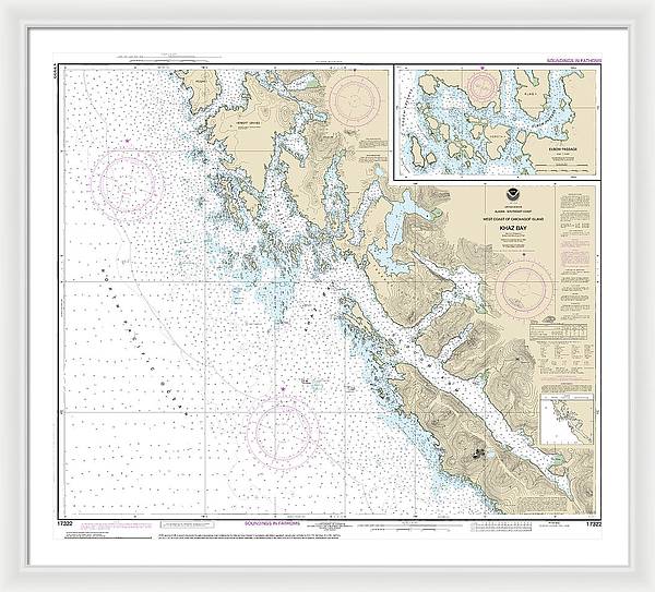 Nautical Chart-17322 Khaz Bay, Chichagof Island Elbow Passage - Framed Print