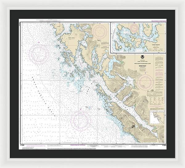 Nautical Chart-17322 Khaz Bay, Chichagof Island Elbow Passage - Framed Print