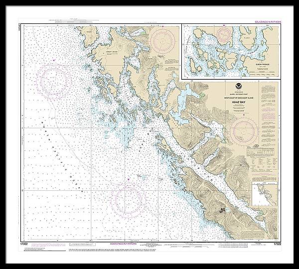 Nautical Chart-17322 Khaz Bay, Chichagof Island Elbow Passage - Framed Print