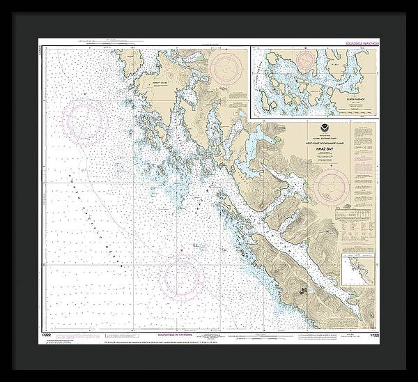 Nautical Chart-17322 Khaz Bay, Chichagof Island Elbow Passage - Framed Print