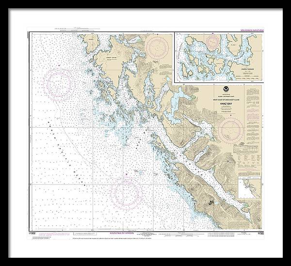 Nautical Chart-17322 Khaz Bay, Chichagof Island Elbow Passage - Framed Print