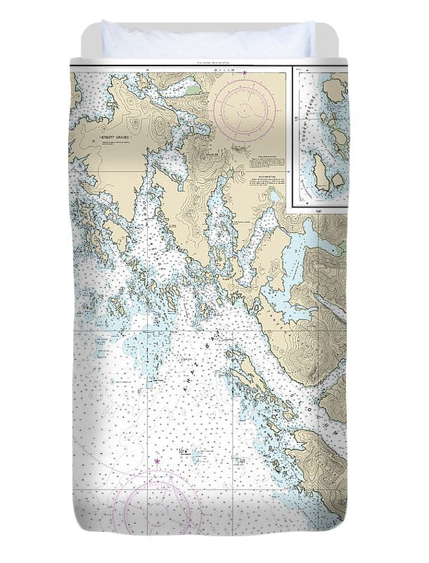 Nautical Chart-17322 Khaz Bay, Chichagof Island Elbow Passage - Duvet Cover