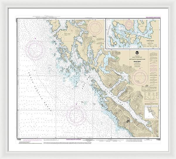 Nautical Chart-17322 Khaz Bay, Chichagof Island Elbow Passage - Framed Print