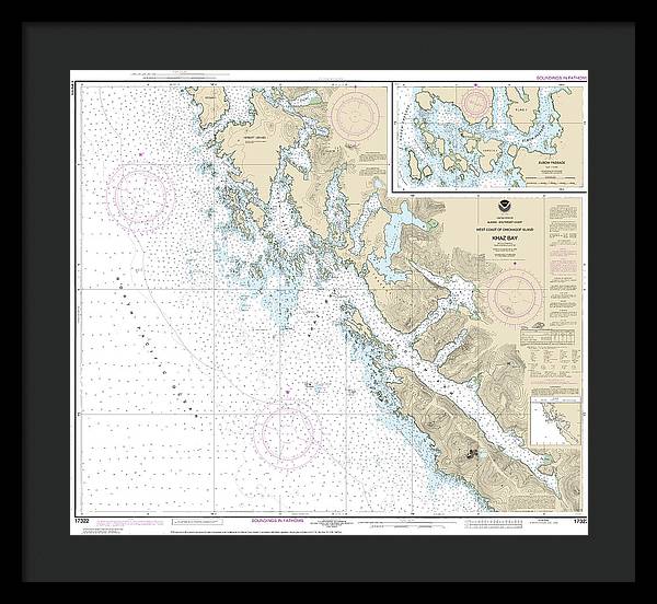 Nautical Chart-17322 Khaz Bay, Chichagof Island Elbow Passage - Framed Print