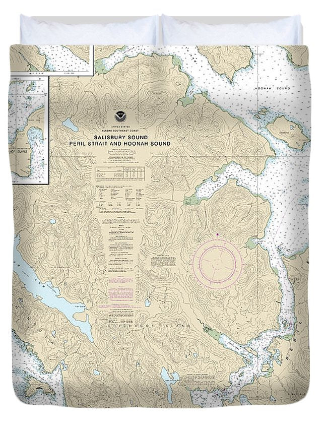 Nautical Chart-17323 Salisbury Sound, Peril Strait-hoonah Sound - Duvet Cover