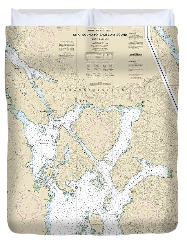 Nautical Chart-17324 Sitka Sound-salisbury Sound, Inside Passage, Neva Str-neva Pt-zeal Pt - Duvet Cover