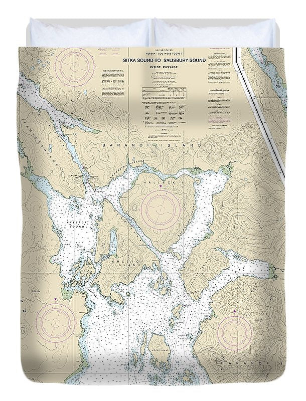 Nautical Chart-17324 Sitka Sound-salisbury Sound, Inside Passage, Neva Str-neva Pt-zeal Pt - Duvet Cover