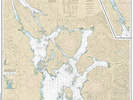 Nautical Chart 17324 Sitka Sound Salisbury Sound, Inside Passage, Neva Str Neva Pt Zeal Pt Puzzle