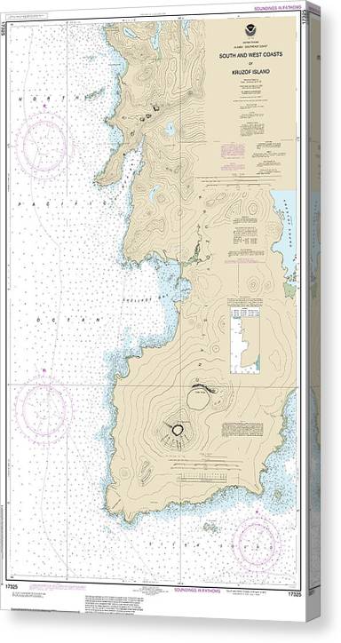 Nautical Chart-17325 South-West Coasts-Kruzof Island Canvas Print