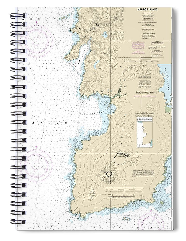 Nautical Chart 17325 South West Coasts Kruzof Island Spiral Notebook