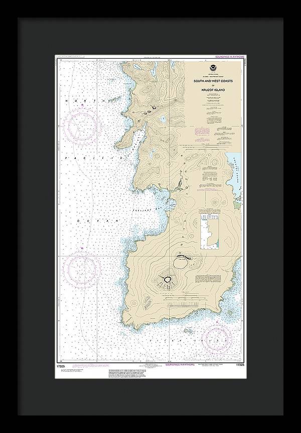 Nautical Chart-17325 South-west Coasts-kruzof Island - Framed Print