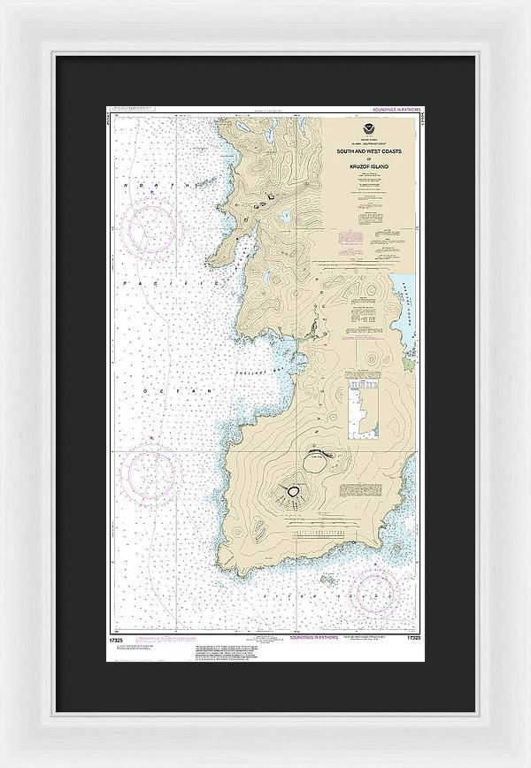 Nautical Chart-17325 South-west Coasts-kruzof Island - Framed Print