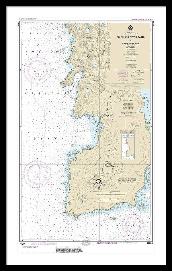 Nautical Chart-17325 South-west Coasts-kruzof Island - Framed Print