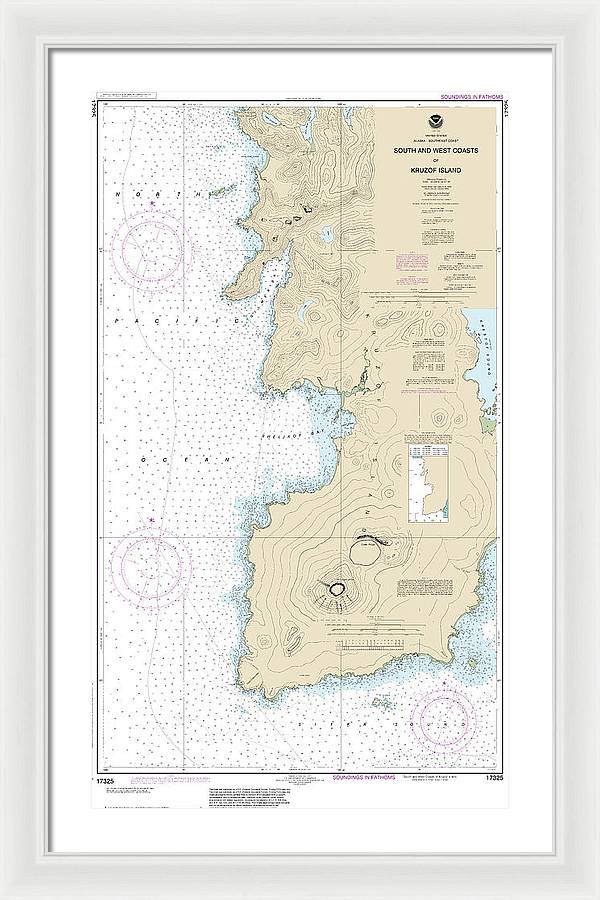 Nautical Chart-17325 South-west Coasts-kruzof Island - Framed Print