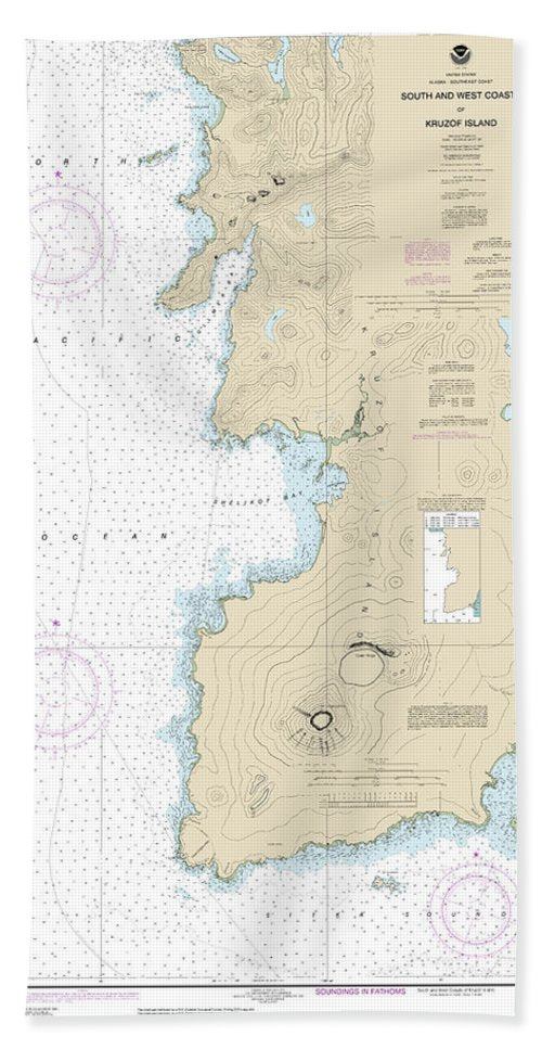 Nautical Chart-17325 South-west Coasts-kruzof Island - Beach Towel