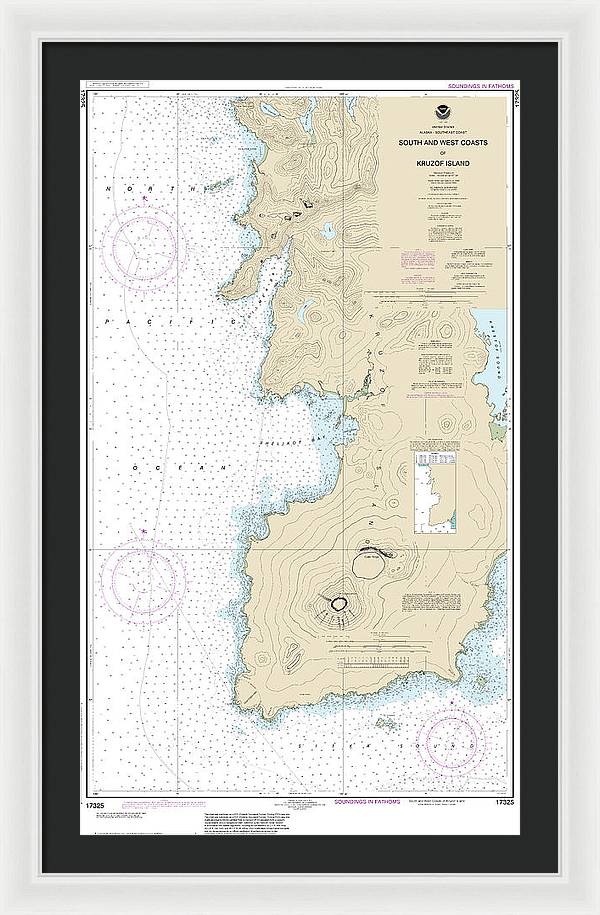 Nautical Chart-17325 South-west Coasts-kruzof Island - Framed Print