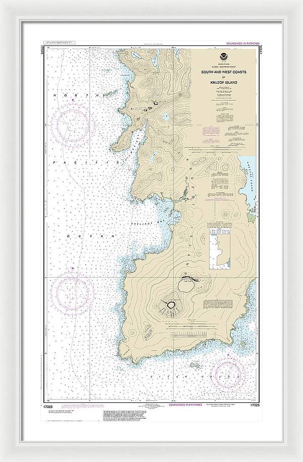 Nautical Chart-17325 South-west Coasts-kruzof Island - Framed Print