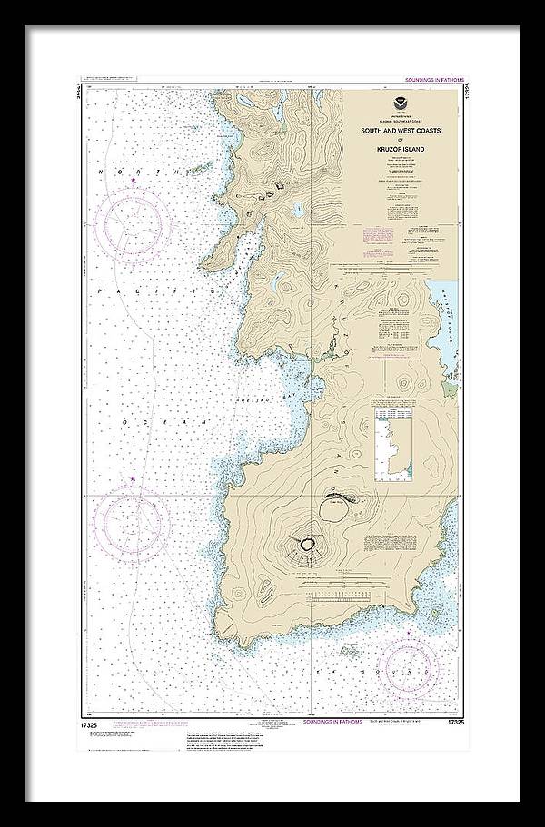 Nautical Chart-17325 South-west Coasts-kruzof Island - Framed Print