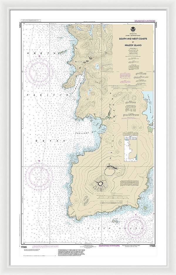 Nautical Chart-17325 South-west Coasts-kruzof Island - Framed Print