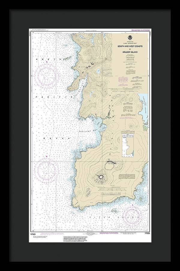 Nautical Chart-17325 South-west Coasts-kruzof Island - Framed Print