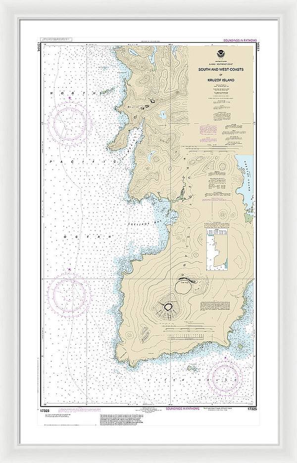 Nautical Chart-17325 South-west Coasts-kruzof Island - Framed Print