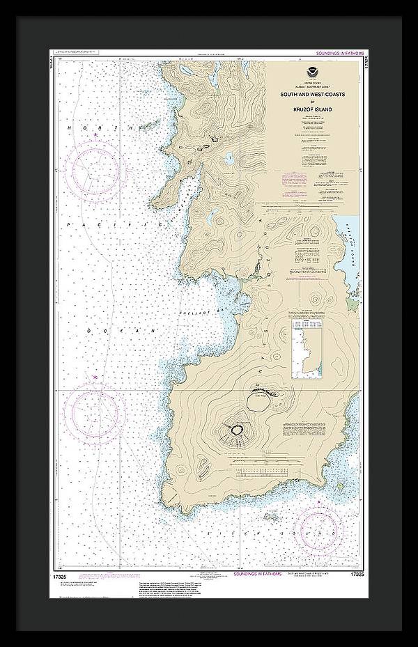 Nautical Chart-17325 South-west Coasts-kruzof Island - Framed Print